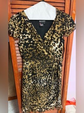 SHANI Leopard Print Wrap Dress
